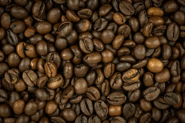 Rostade Kaffebönor Makro Foto Bakgrund Eller Struktur — Stockfoto