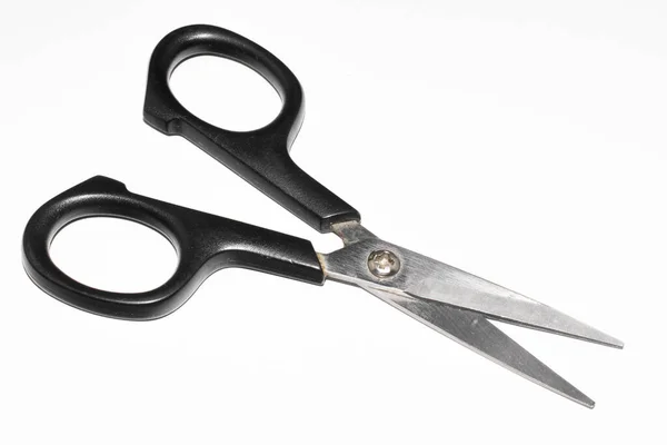 Scissors Black Handle White Background — Stock Photo, Image