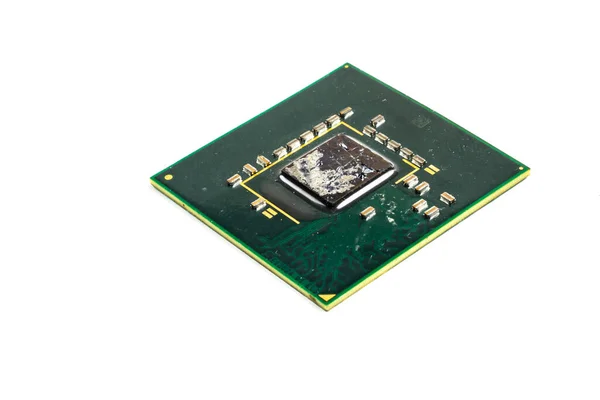 Gammal Grön Chipset Vit Bakgrund — Stockfoto