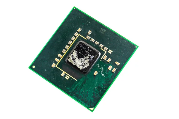 Gammal Grön Chipset Vit Bakgrund — Stockfoto