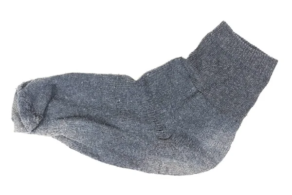 Old Gray Sock White Background — Stock Photo, Image