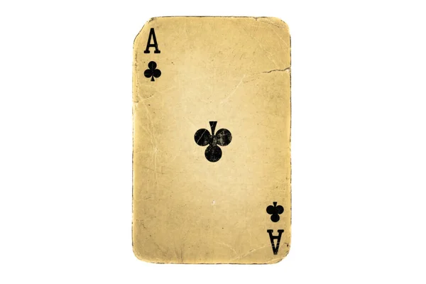 Vieille Carte Poker Sale Ace Isolé Sur Blanc — Photo