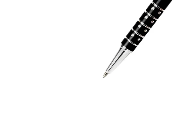 Black Decorated Ballpoint Pen White Background — Stock Photo, Image