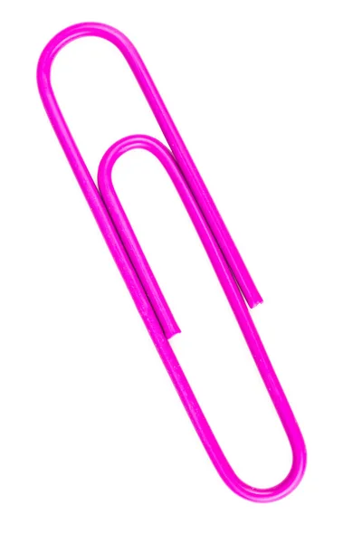 Pink Paper Clip White Background — Stock Photo, Image