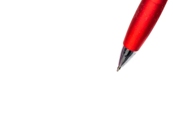 Beyaz Arkaplanda Kırmızı Tükenmez Kalem — Stok fotoğraf