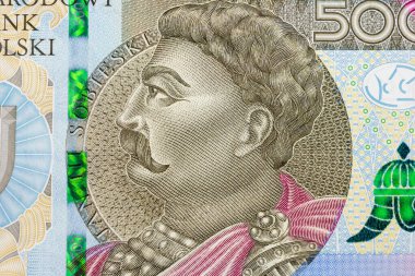 Görünür detaylarla 500 zlotluk Polonya banknotu