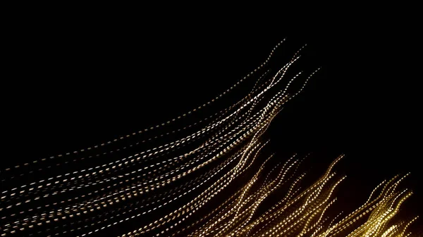 Χρυσαφένιες Διακεκομμένες Γραμμές Φωτός Μαύρο Φόντο — Φωτογραφία Αρχείου