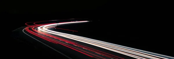 Lichten Van Bewegende Auto Nachts Lange Blootstelling — Stockfoto