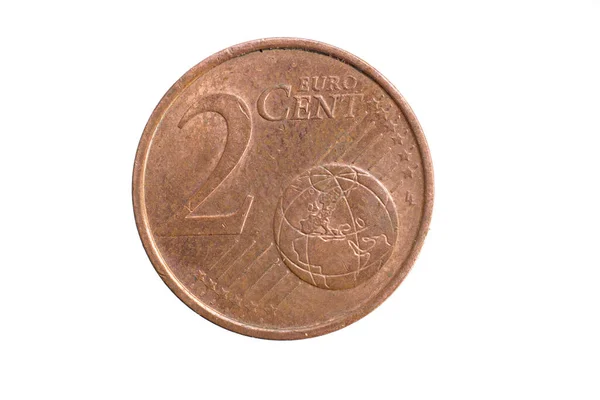 Moeda Cêntimos Euro Sobre Fundo Branco — Fotografia de Stock