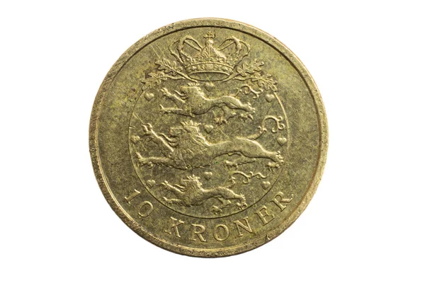 Danska Kronor Mynt Vit Isolerad Bakgrund — Stockfoto