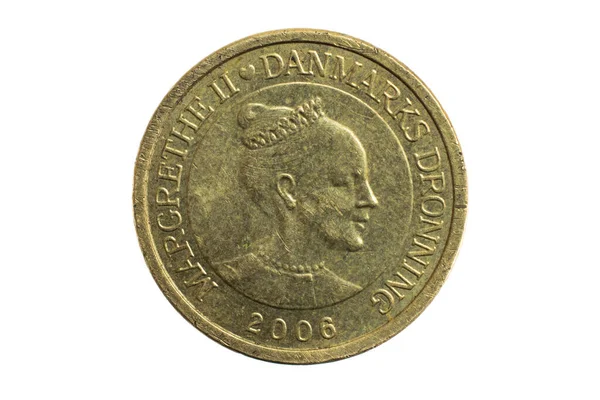 Danish Kroner Coin White Isolated Background — Stock Photo, Image