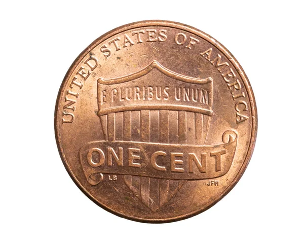 Монета Цента Сша Белом Фоне — стоковое фото