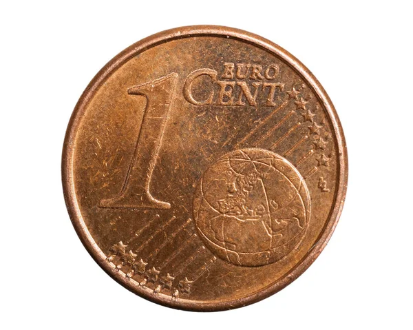 Євроцентна Монета Білому Ізольованому Фоні — стокове фото