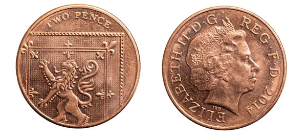 Дві Монети Пеніса Білому Тлі — стокове фото