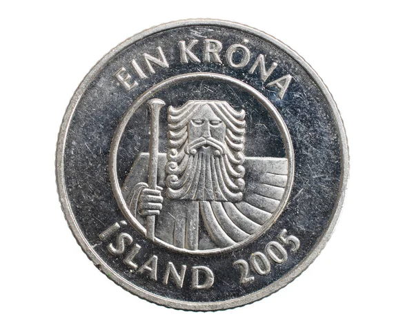 Moneda Corona Icelándica Aislada Sobre Fondo Blanco — Foto de Stock