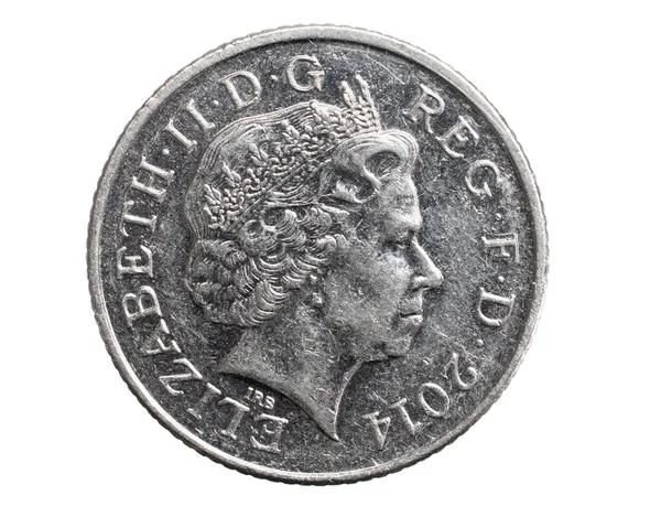 Монета Десять Пенсів Ізольована Білому Тлі — стокове фото
