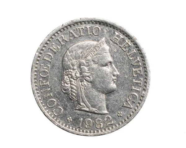 Швейцарська Пекельна Монета Ізольована Білому Тлі — стокове фото