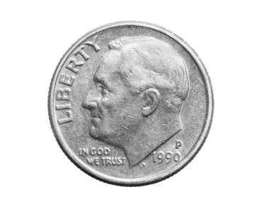Beyaz arkaplanda izole edilmiş bir 10 sent para