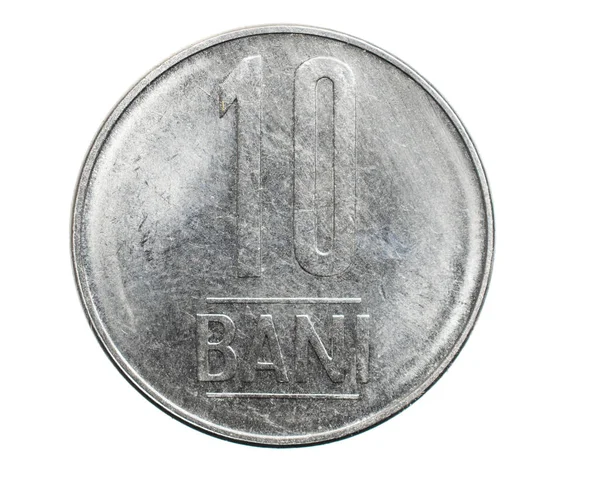 Dix Roumain Bani Coin Isolé Sur Fond Blanc — Photo