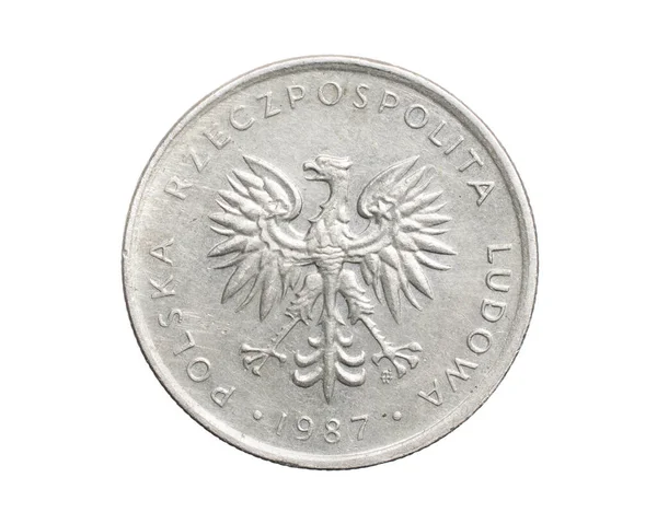 Δέκα Πολωνικά Ζλότι Κέρμα Ένα Λευκό Απομονωμένο Φόντο — Φωτογραφία Αρχείου