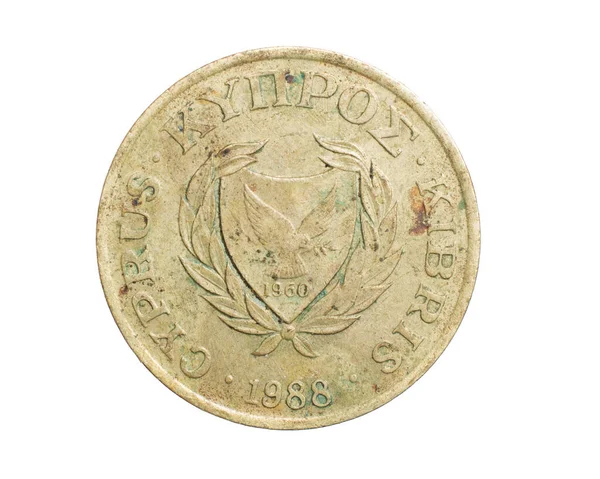 Moneda Cinco Centavos Cyprus Sobre Fondo Blanco Aislado —  Fotos de Stock