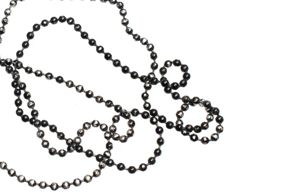 Perles Argentées Peintes Avec Peinture Noire Sur Fond Isolé Blanc — Photo
