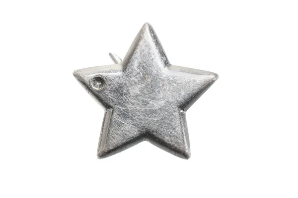 Old Silver Star White Isolated Background — Stock Photo, Image