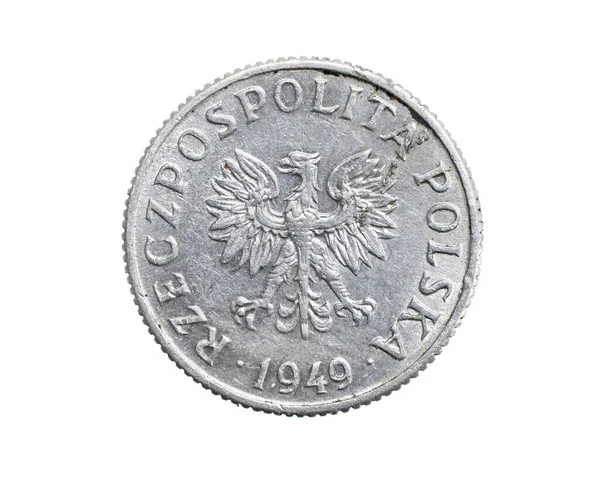 Ένα Πολωνικό Grosz Νόμισμα Λευκό Απομονωμένο Φόντο — Φωτογραφία Αρχείου