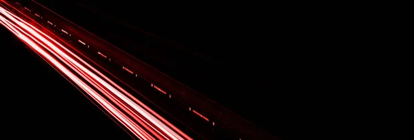 Luces Abstractas Del Coche Rojo Por Noche Larga Exposición — Foto de Stock