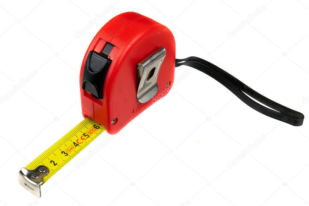 Tape measure on a white isolated background