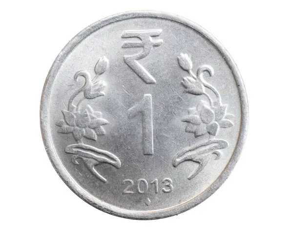 India Moneda Una Rupia Sobre Fondo Blanco Aislado — Foto de Stock
