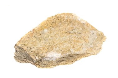 Beyaz izole bir zemin üzerinde kireçtaşı taşı