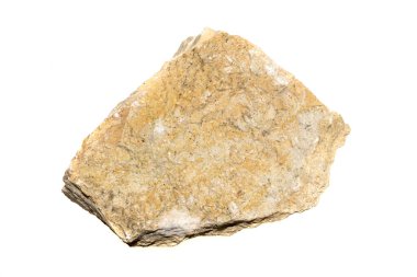 Beyaz izole bir zemin üzerinde kireçtaşı taşı