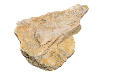 Beyaz izole bir zemin üzerinde kireçtaşı taşı