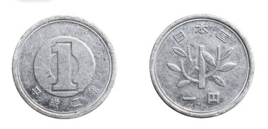 Japonya beyaz izole arka planda bir yen.