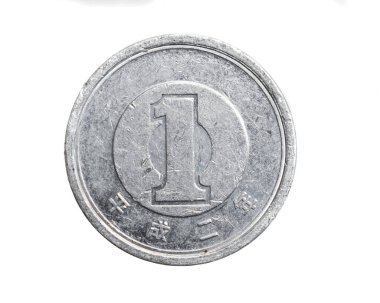 Japonya beyaz izole arka planda bir yen.