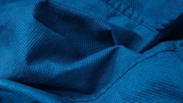 Plisado Material Algodón Azul Textura Fondo — Foto de Stock