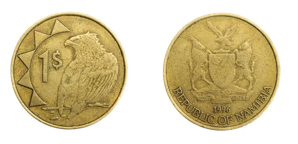 Ναμίμπια Νόμισμα Ενός Δολαρίου Λευκό Απομονωμένο Φόντο — Φωτογραφία Αρχείου