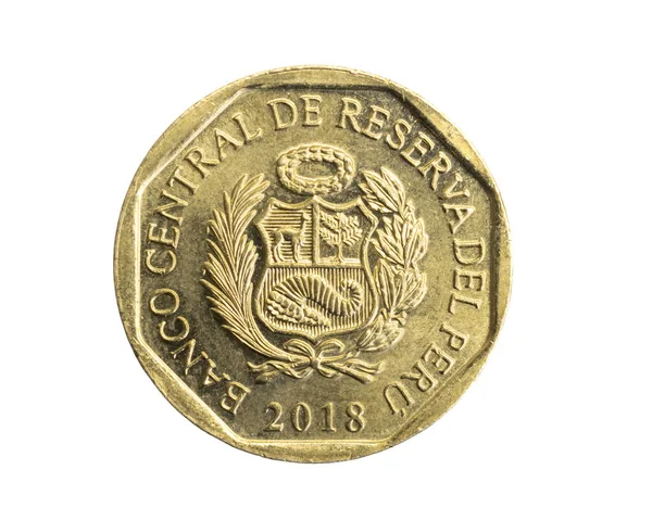 Peru Tio Centimos Mynt Vit Isolerad Bakgrund — Stockfoto