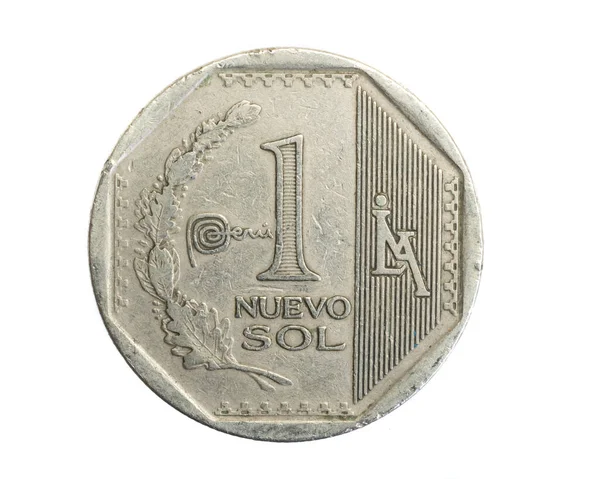 Perú Moneda Sol Sobre Fondo Blanco Aislado —  Fotos de Stock