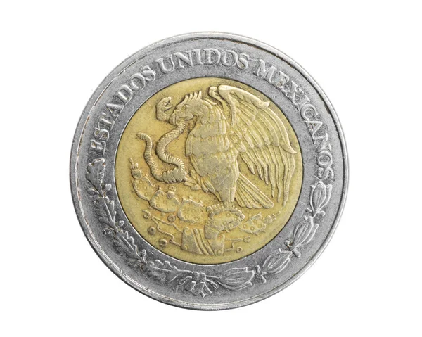 México Moneda Dos Pesos Sobre Fondo Blanco Aislado — Foto de Stock