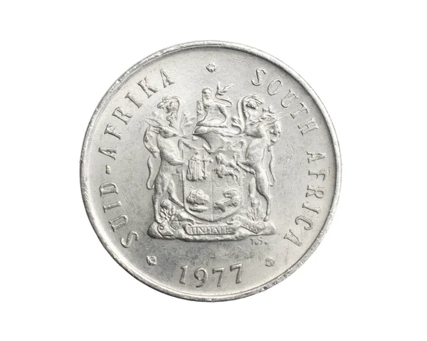Sudáfrica Moneda Cinco Centavos Sobre Fondo Blanco Aislado — Foto de Stock