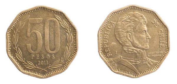Чілі Песо Монета Білому Ізольованому Тлі — стокове фото