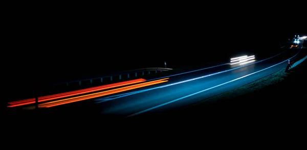 Abstract Red Car Lights Night Long Exposure — Stock Photo, Image