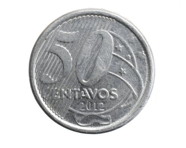 Brazil fifty centavos coin on a white isolated background clipart