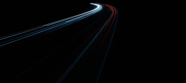 Lights Moving Cars Night Long Exposure — Stock Photo, Image