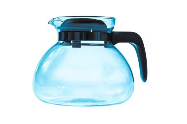 mavi boş çaydanlık beyaz izole bir arkaplan