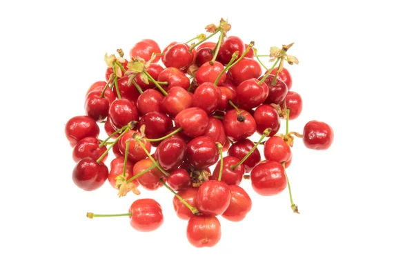 Cerezas Rojas Sobre Fondo Blanco Aislado — Foto de Stock