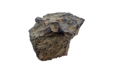 Beyaz izole bir zemin üzerinde kahverengi volkanik lav