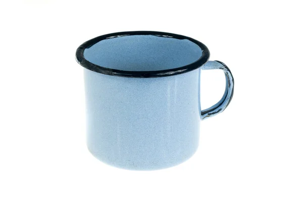 Caneca Azul Fundo Isolado Branco — Fotografia de Stock